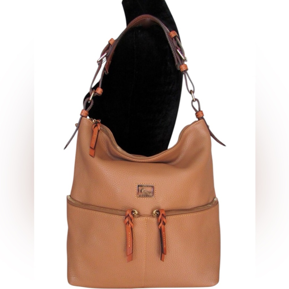 Dooney and Burke Dillen Double Pocket Large Satchel in Tan